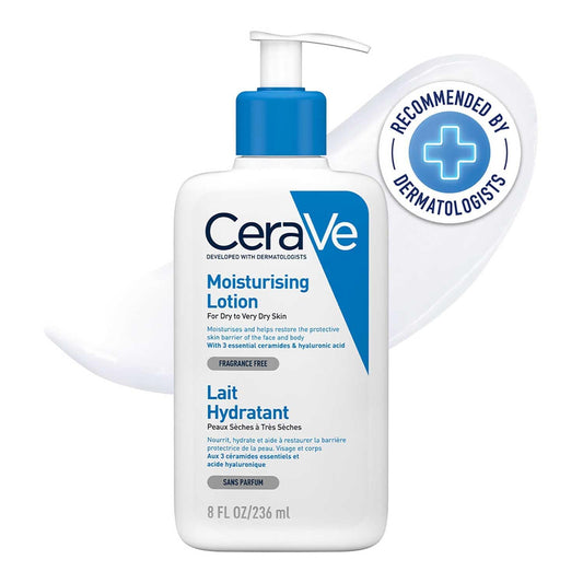 CeraVe Body Lotion with Pump Dispenser, for Dry to Very Dry Skin, Moisturising Cream Hyaluronic and 3 Essential Ceramides, Suitable for Neurodermatitis, 1 x 236 ml