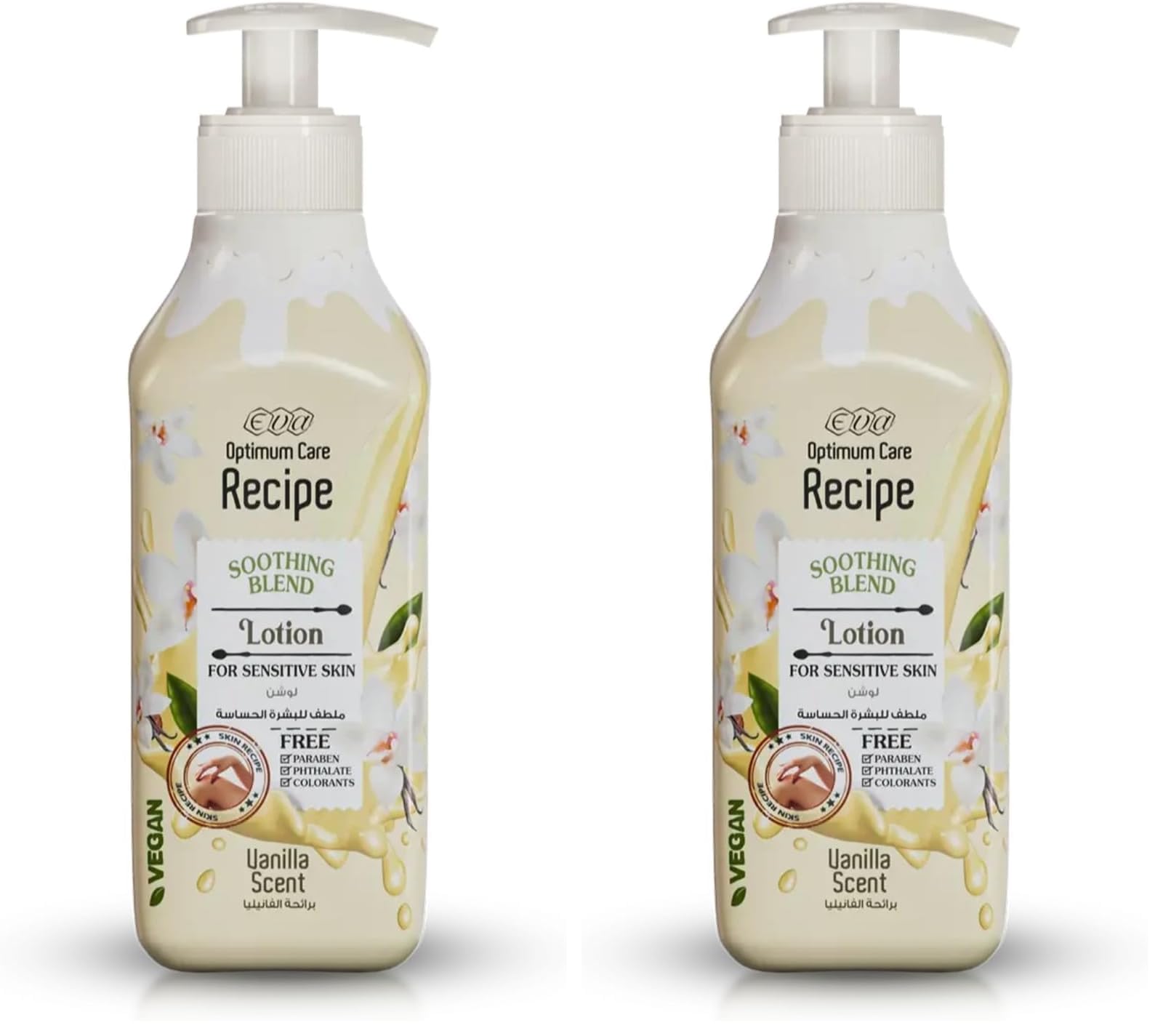 Eva Cosmetics Optimum Care Recipe Soothing Blend Lotion For Sensitive Skin - Vanilla Scent 370 Ml (Pack of 2)