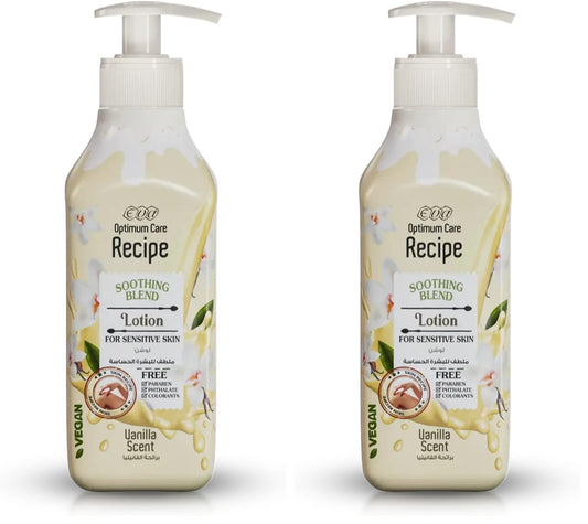 Eva Cosmetics Optimum Care Recipe Soothing Blend Lotion For Sensitive Skin - Vanilla Scent 370 Ml (Pack of 2)