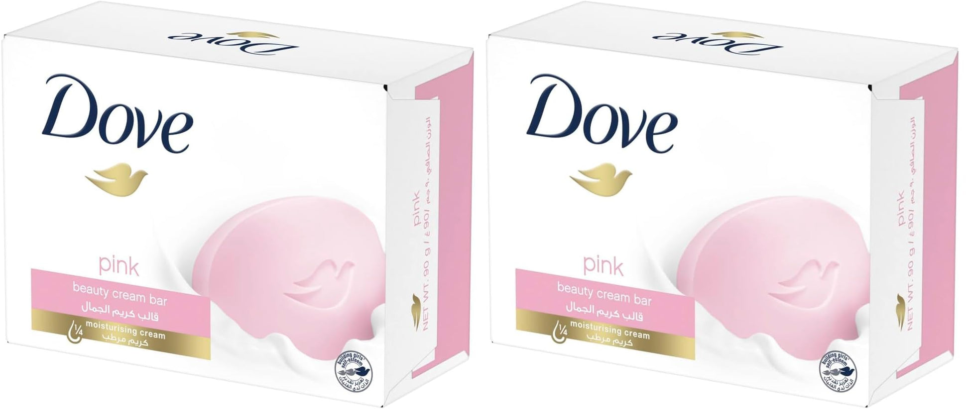 Dove Beauty Cream Bar Soap Pink Made with 1⁄4 moisturizing cream 90G (Pack of 2)