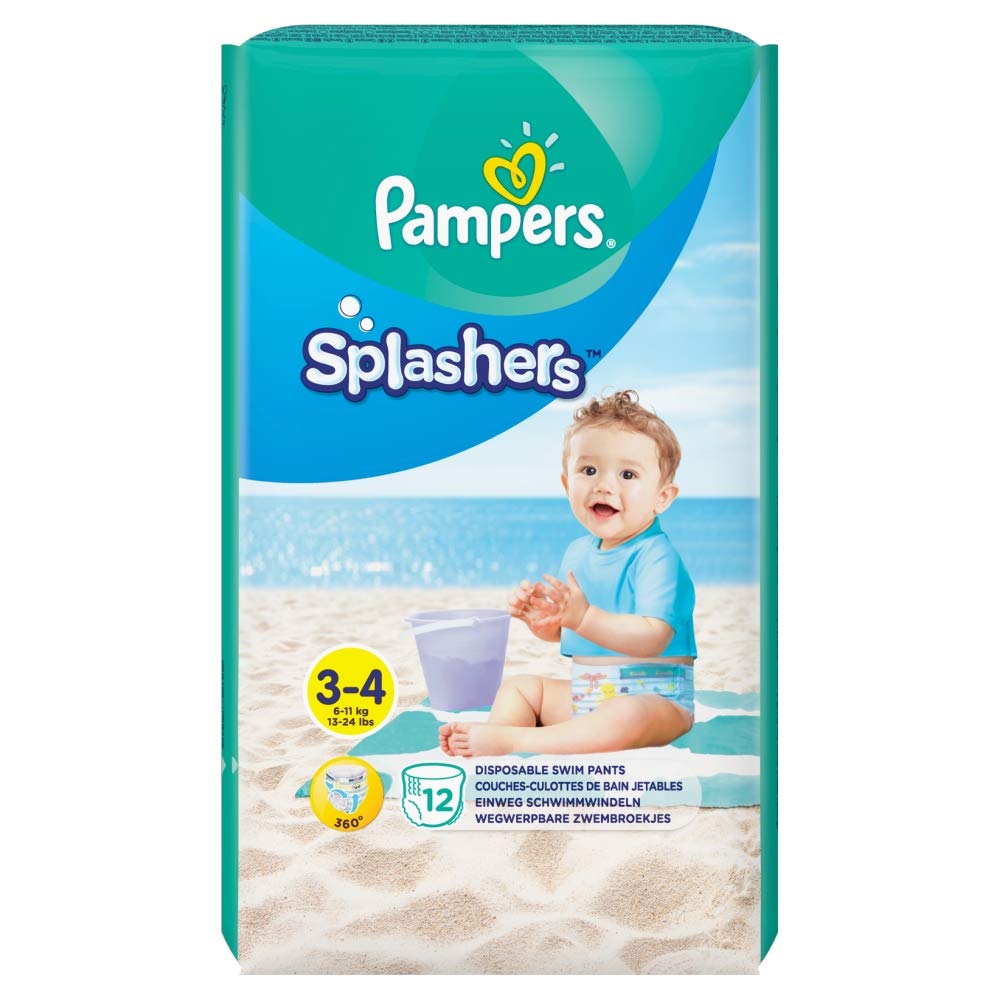 Pampers Splashers Disposable Swimming Trunks Size 3-4 (6-11 kg) for Optimal Protection in the Water - 12 Nappies