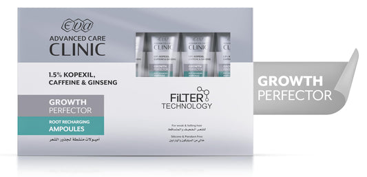 Eva Advanced Care Clinic Growth Perfector Root Recharging Ampoules For Weak & Falling Hair 6 Ml × 7 Ampoules