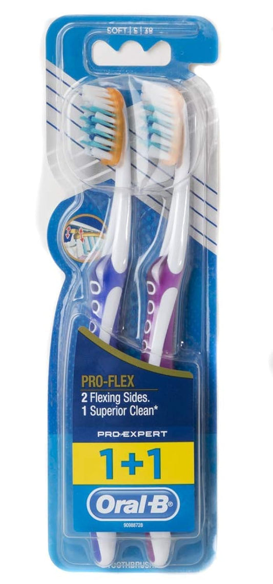 Oral-B Pro-Health Clinical Pro-Flex Soft Manual Toothbrush, Multi-Colored – Packaging May Vary – Pack of 2 Oral-B