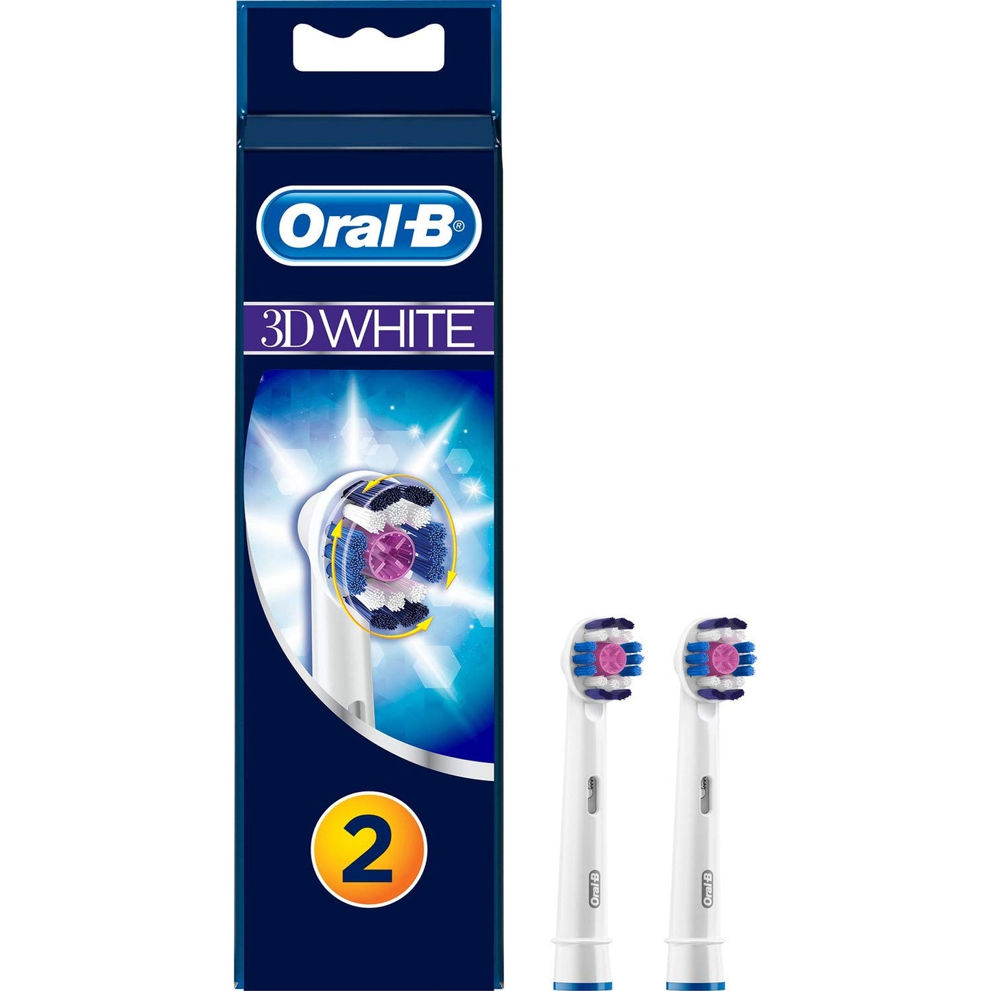 Oral-B 80302546 3D White Electric Toothbrush Replacement Head - 2 Refill Brushes