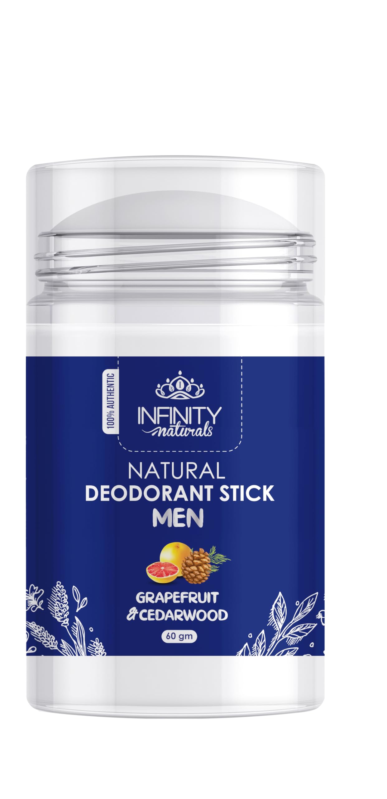Infinity Natural Deodorant Stick Grapefruit & Cedarwood for Men