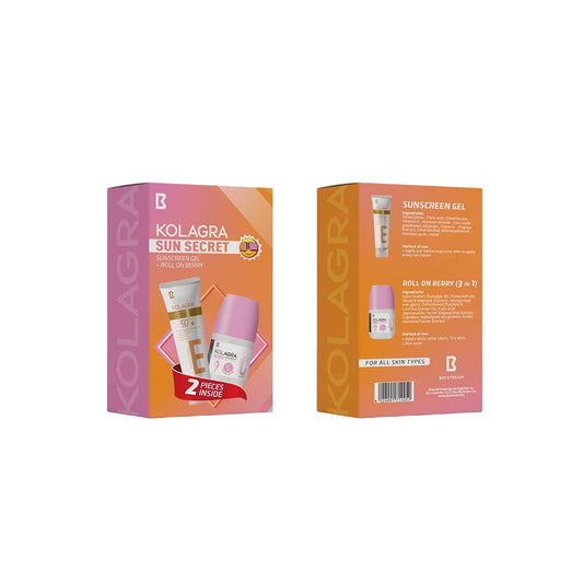 Kolagra Kolagra sun secret promopack (Sunscreen dry touch gel cream SPF 50 + Roll On Berry 3 in 1)