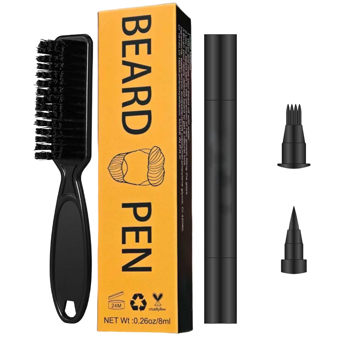 Beauty beast Beard Pencil Filler for man Water Proof Beard pen and beard brush Long Lasting Coverage Natural Finish, Male Mustache Repair Shape, Effective Enhance Facial Hair(BLACK)