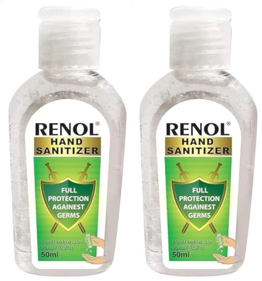 Renol hand sanitizer gel with lemon fragrance - 50 ml (Pack of 2)