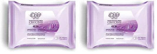 Eva skin care cleansing & makeup remover facial wipes for normal/dry skin 20% (Pack of 2)