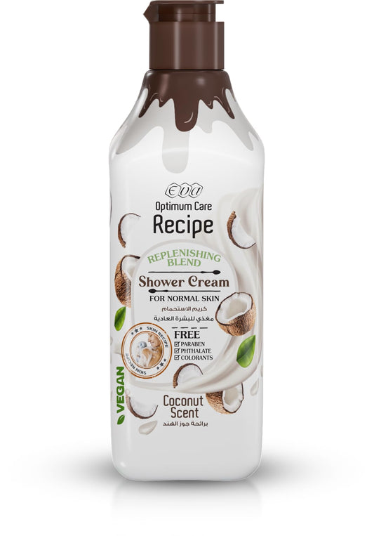 Eva Optimum Care Recipe Replenishing Blend Shower Cream For Normal Skin - Coconut Scent 370 Ml