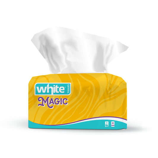 White Magic Facial Tissues – 600 Sheets; 3Ply, Pack of 2 | Ultra-Soft & Durable for Everyday Use; Longer Usage