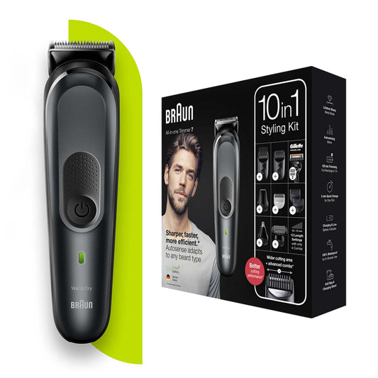 Braun 10-in-1 Multi Grooming Kit MGK7331 – Rechargeable Beard, Hair & Body Trimmer with 8 Attachments, 100-Min Runtime, Waterproof & Travel-Ready – International Warranty – MGK7331