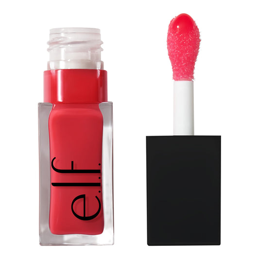 e.l.f. Glow Reviver Lip Oil, Nourishing Tinted Lip Reviver With A High-Shine Finish, Infused With Jojoba Oil, Vegan & Cruelty-Free, Red Delicious