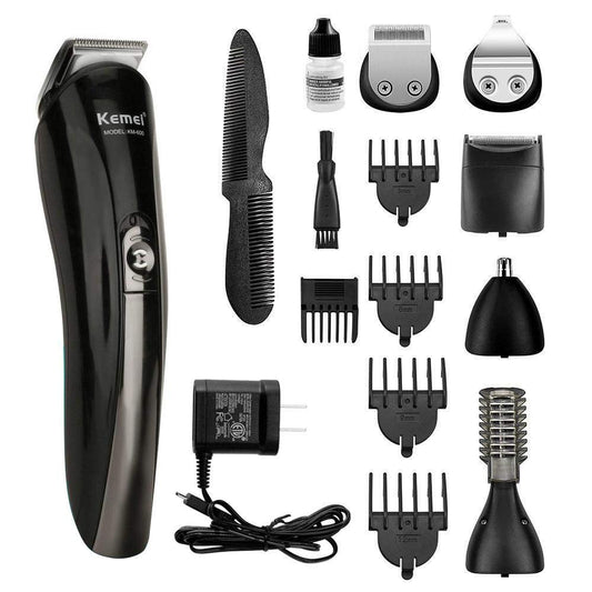 KEMEI 600 All In One Multifunctional Rechargeable Electric Hair Trimmer Grooming Kit Nose Ear Beard Clipper and Mustache Trimmers Shaver Suit Hair Cutter for Barbers Salon with Fast Charge