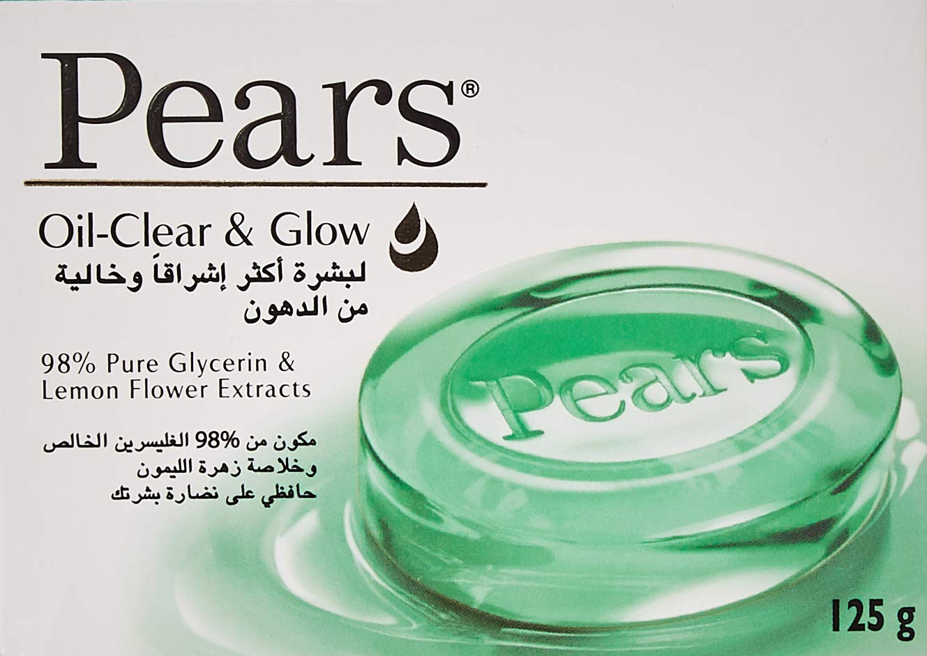 Pears Oil Clear & Glow Soap Bar with Natural Oils, 98% Pure Glycerin, 125 gm