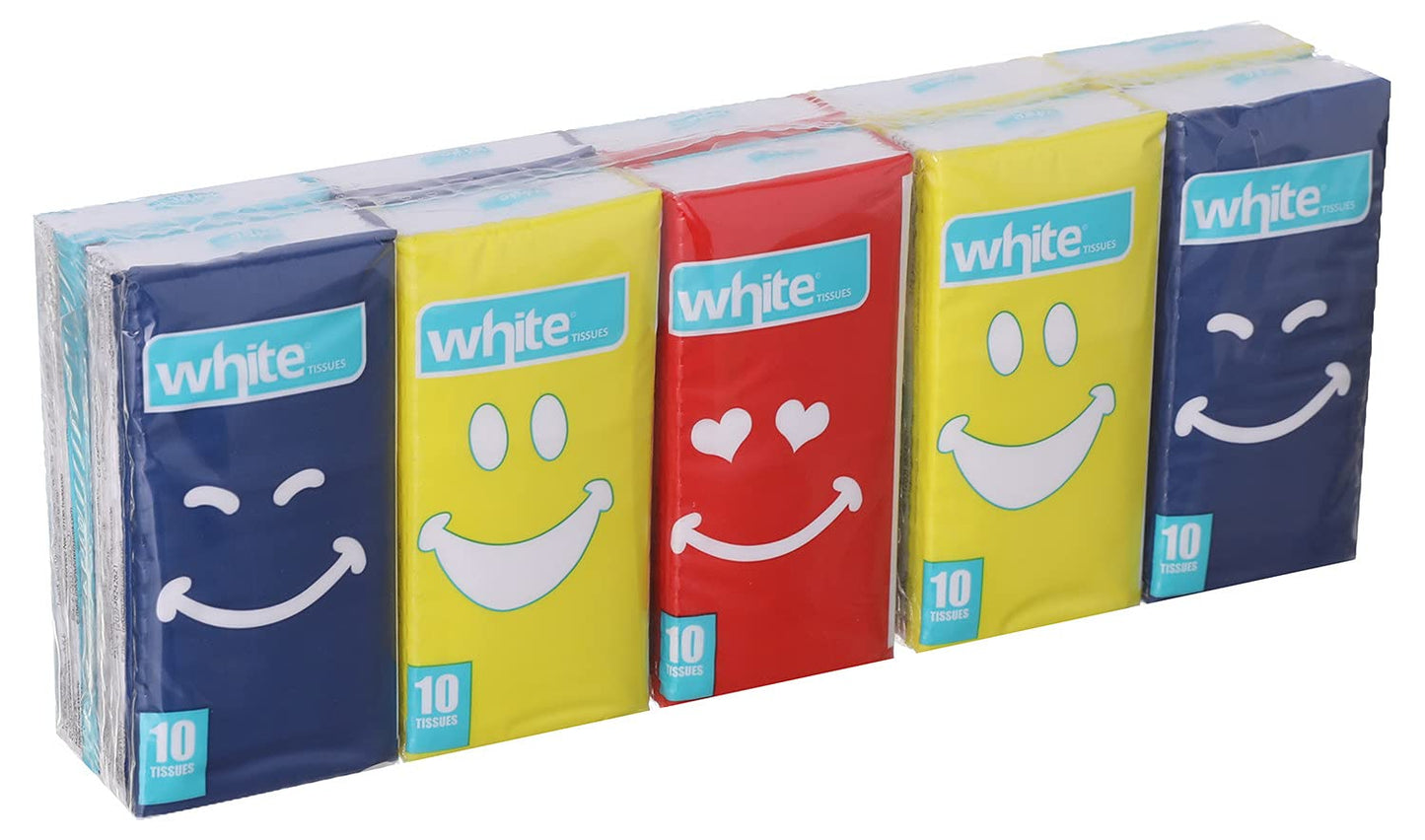 White pocket tissue, 10 pieces - multi color