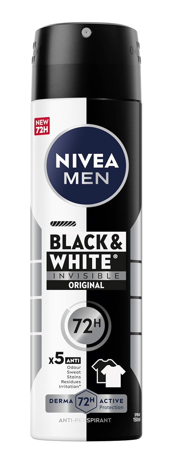 NIVEA Spray Invisible Black and White Anti-perspriant For Men - 150 ML