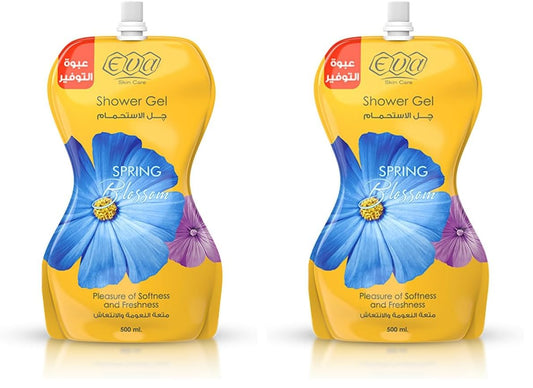 Eva Skin care shower gel pouch Spring Blossom 500ml (Pack of 2)
