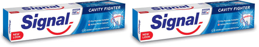 Signal Cavity Fighter with Micro Calcium and Pro-fluoride to help prevent gum bleeding and 10x stronger teeth Toothpaste 50ml (Pack of 2)