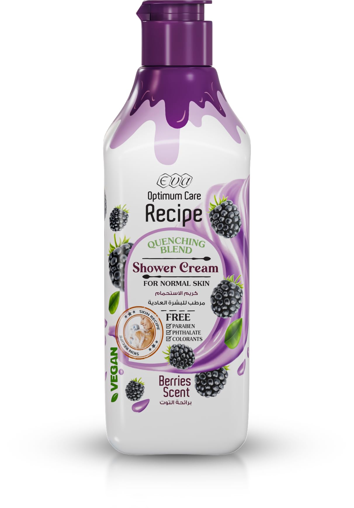 Eva Optimum Care Recipe Quenching Blend Shower Cream For Normal Skin - Berries Scent 370 Ml