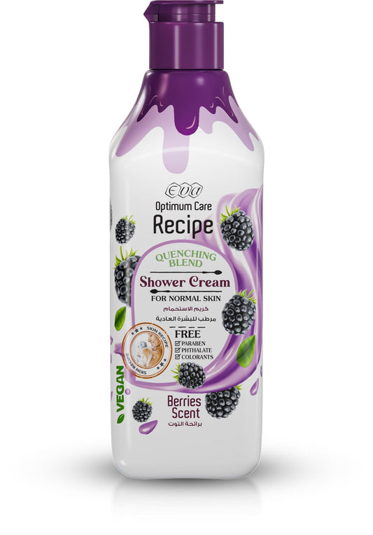 Eva Optimum Care Recipe Quenching Blend Shower Cream For Normal Skin - Berries Scent 370 Ml