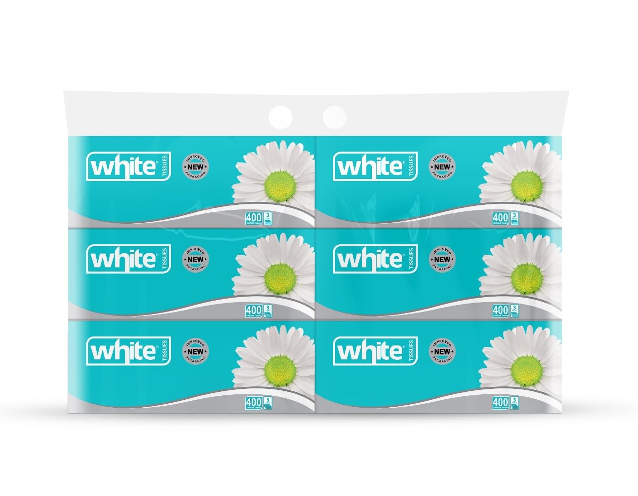 White Flexi Facial Tissues – 400 Tissues; 3Ply, Pack of 6| Extra Value for Long-Lasting Use