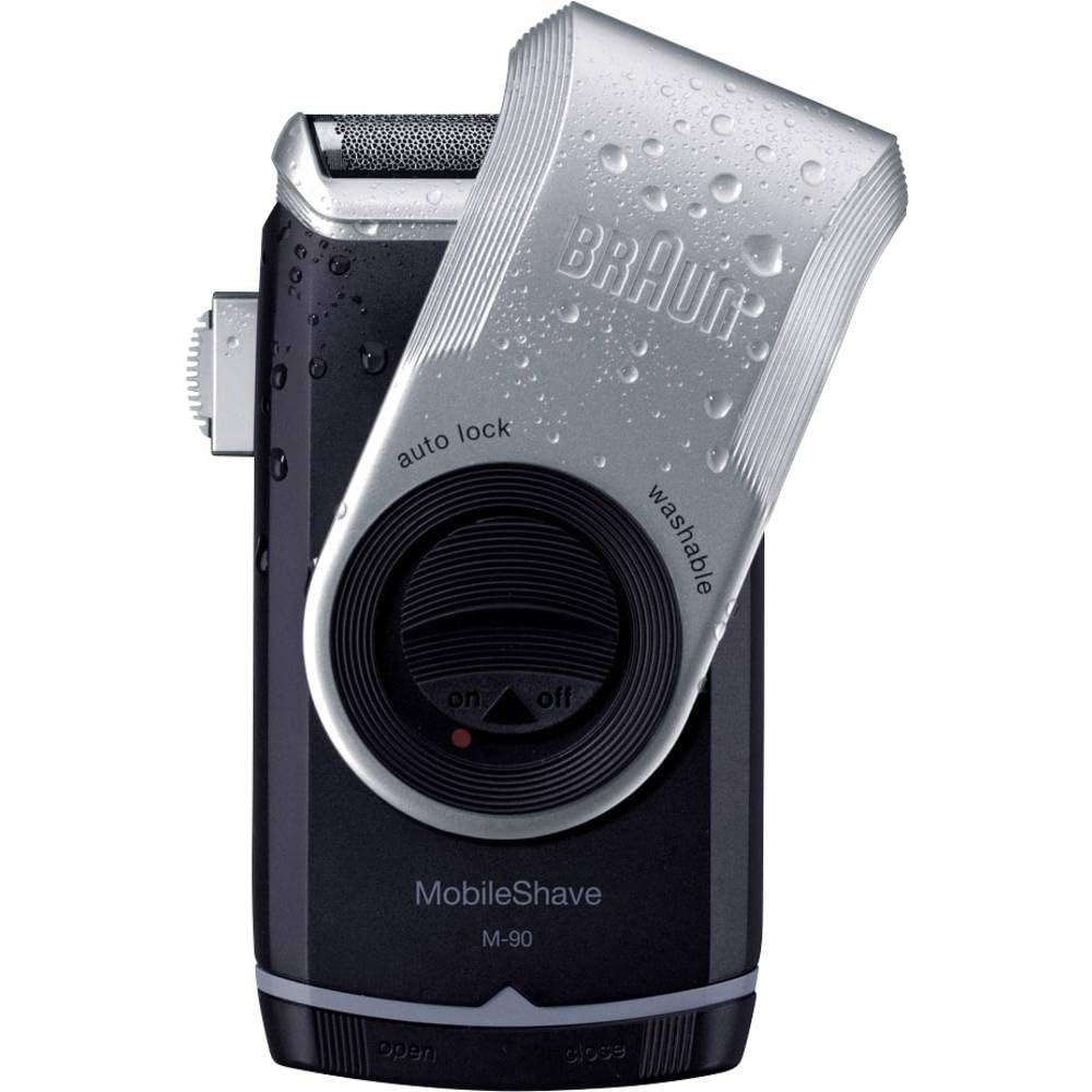 Braun MobileShave M-90 Shaver with Twist Cap, Battery Operated - Dark Blue/Silver