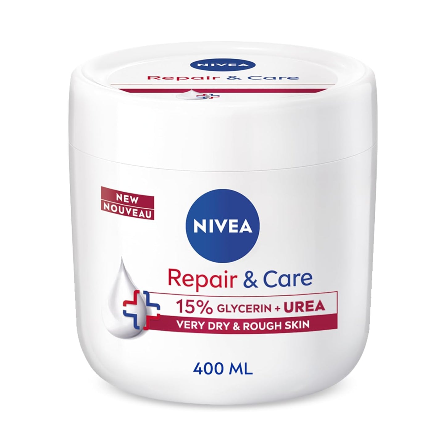 NIVEA Repair + Care Urea Moisturising Cream Jar (400ml), Rich and Hydrating Body Cream, Moisturises Dry Skin With Urea and Glycerine for 72H, Ideal for Body, Hand and Face