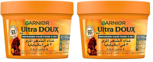 Garnier Ultra Doux Repairing Papaya 3-in-1 Hair, For Damaged Hair, 390 ml (Pack of 2)