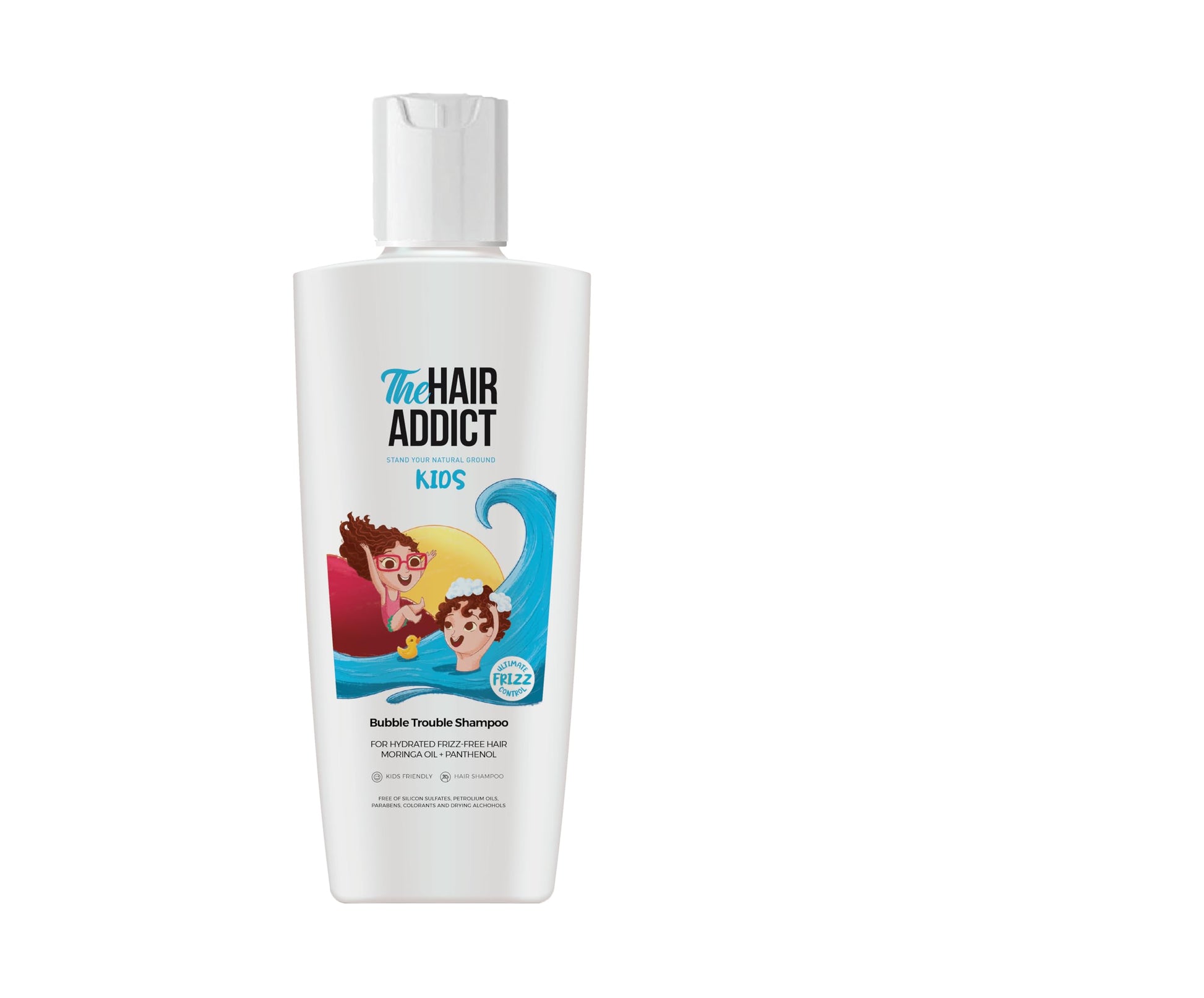 The Hair Addict KIDS| Bubble Trouble Shampoo 250ml – Gentle Cleansing & Frizz Control |Nourishing & Moisturizing | Enriched with Moringa, Panthenol & Avocado | Tear-Free & Hypoallergenic