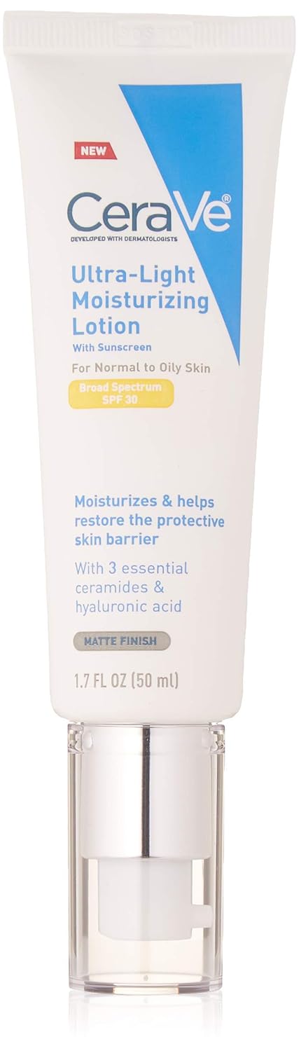 CeraVe Face moisturizer with spf 30 | 1.7 ounce | light-weight face lotion with hyaluronic acid | fragrance free, 1.7 Ounce