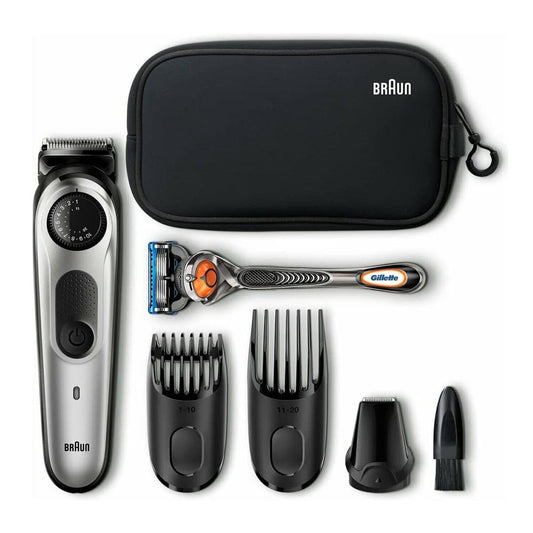 Braun Beard Trimmer BT5960 | Hair Clippers for Men | Cordless & Rechargeable | Detail Trimmer Head | with Gillette ProGlide Razor and Travel Bag - Silver/Black