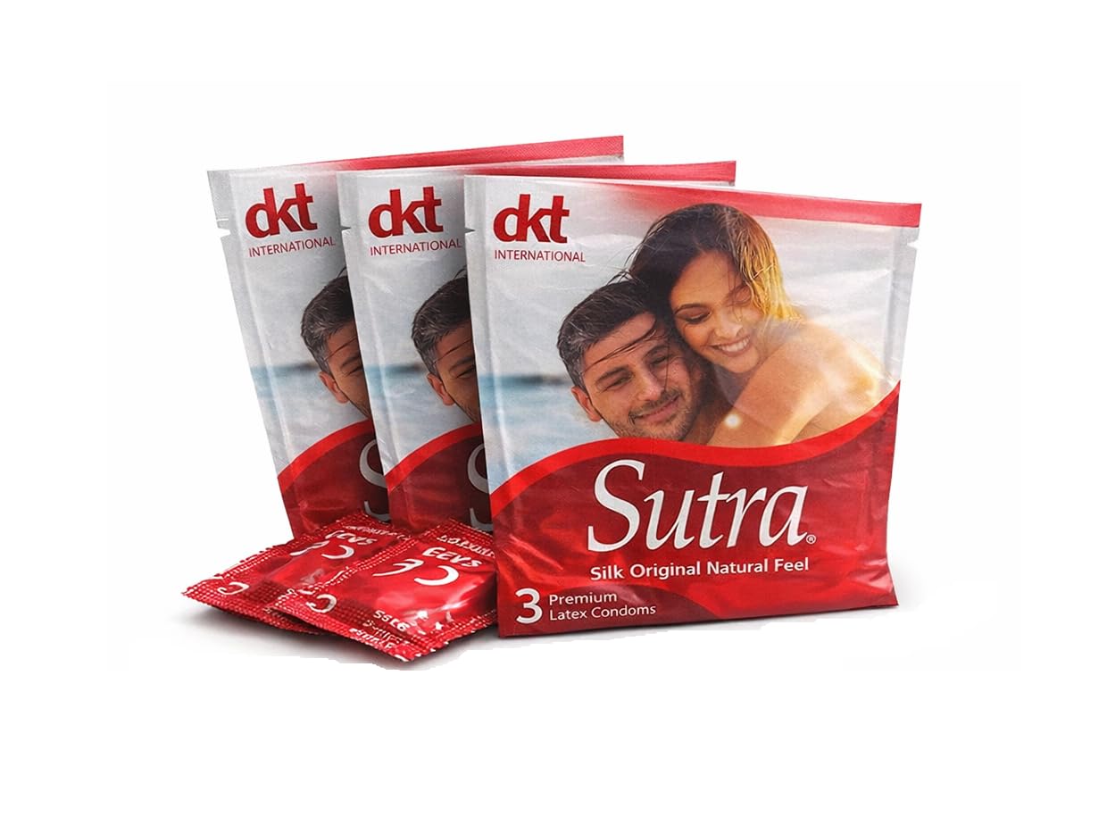 Sutra Classic Ultra Thin Lubricated Condoms, Natural Latex, Red, 12 Count, 4 Boxes