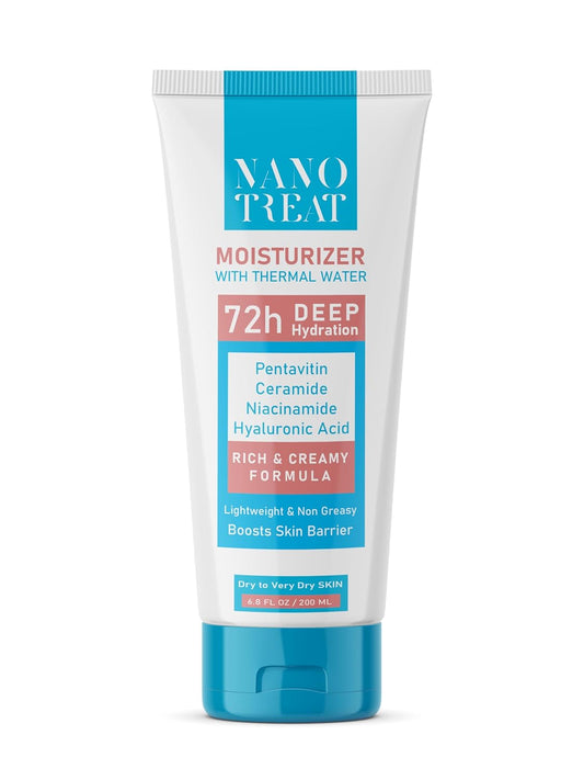NanoTreat Moisturizer Water Cream, Lightweight and Hydrating For Dry to very Dry Skin With Hyaluronic Acid, Pentavitin, Ceramide, Niacinamide and Thermal Water For Deep Nourishment & Hydration 200ml