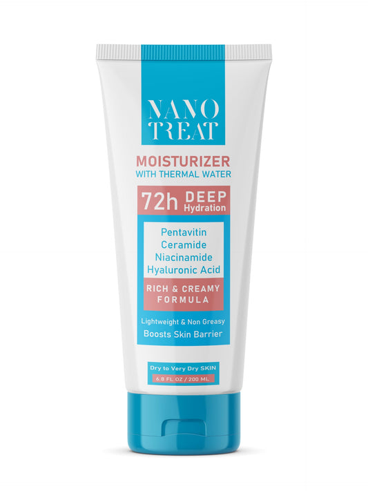 NanoTreat Moisturizer Water Cream, Lightweight and Hydrating For Dry to very Dry Skin With Hyaluronic Acid, Pentavitin, Ceramide, Niacinamide and Thermal Water For Deep Nourishment & Hydration 200ml