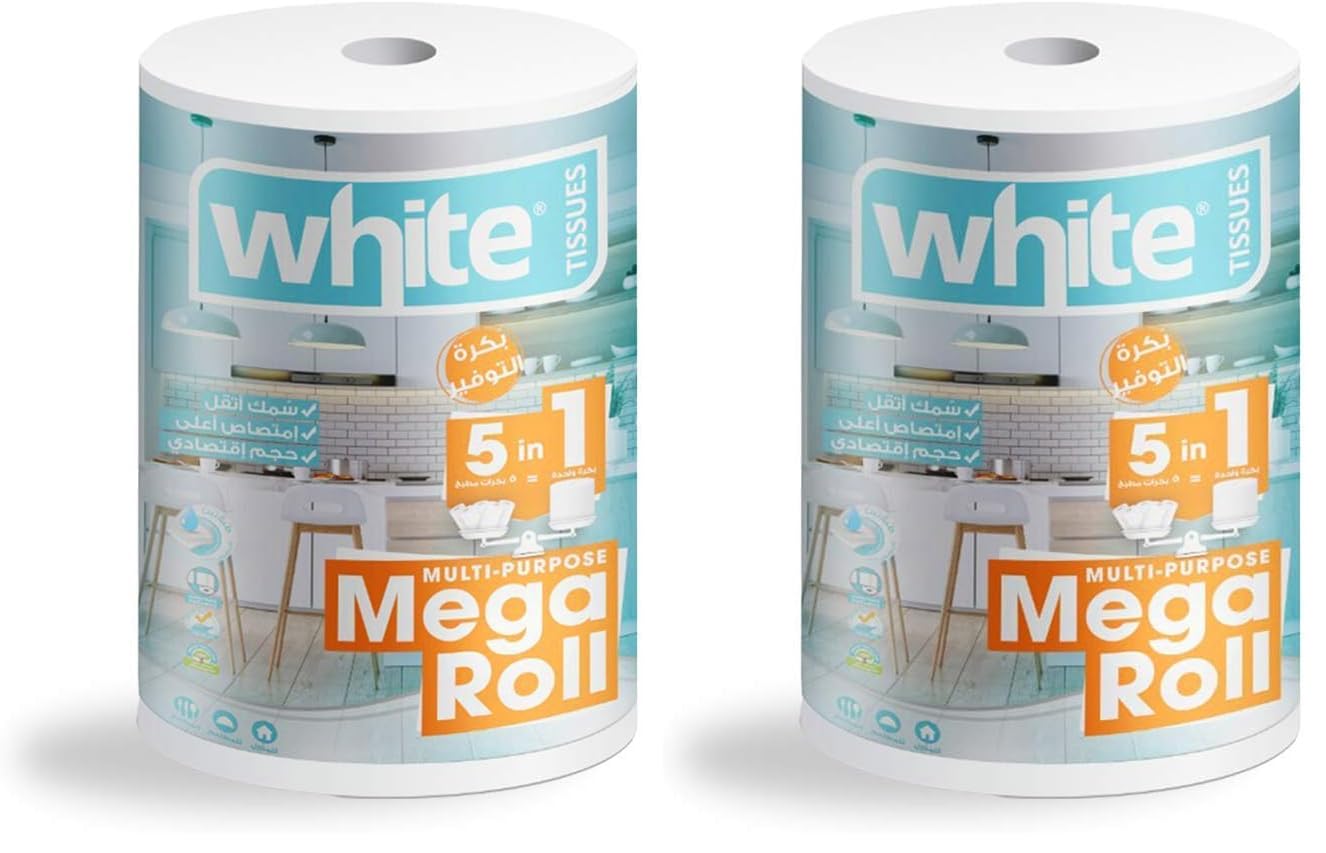 White multi-purpose kitchen mega roll - 325 sheet (Pack of 2)