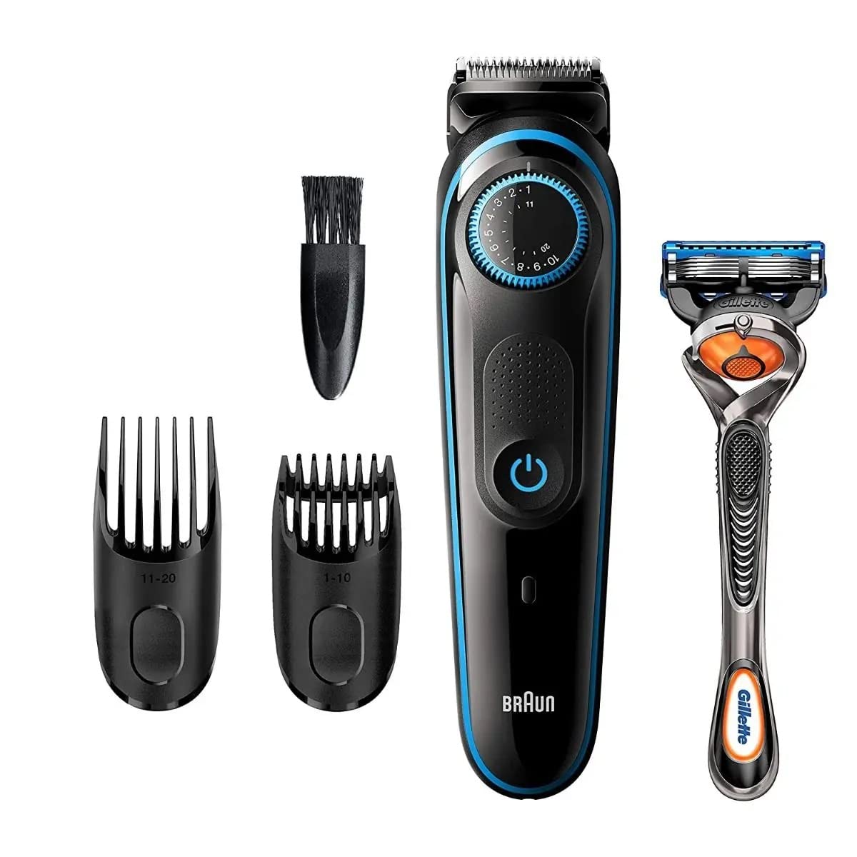Braun Beard Trimmer 5 – BT5240 With Precision dial, 2 Combs and Gillette fusion5 Proglide Razor