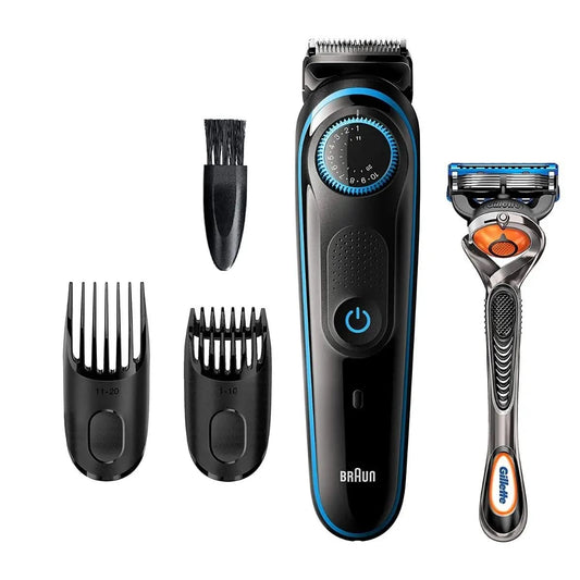 Braun Beard Trimmer 5 – BT5240 With Precision dial, 2 Combs and Gillette fusion5 Proglide Razor