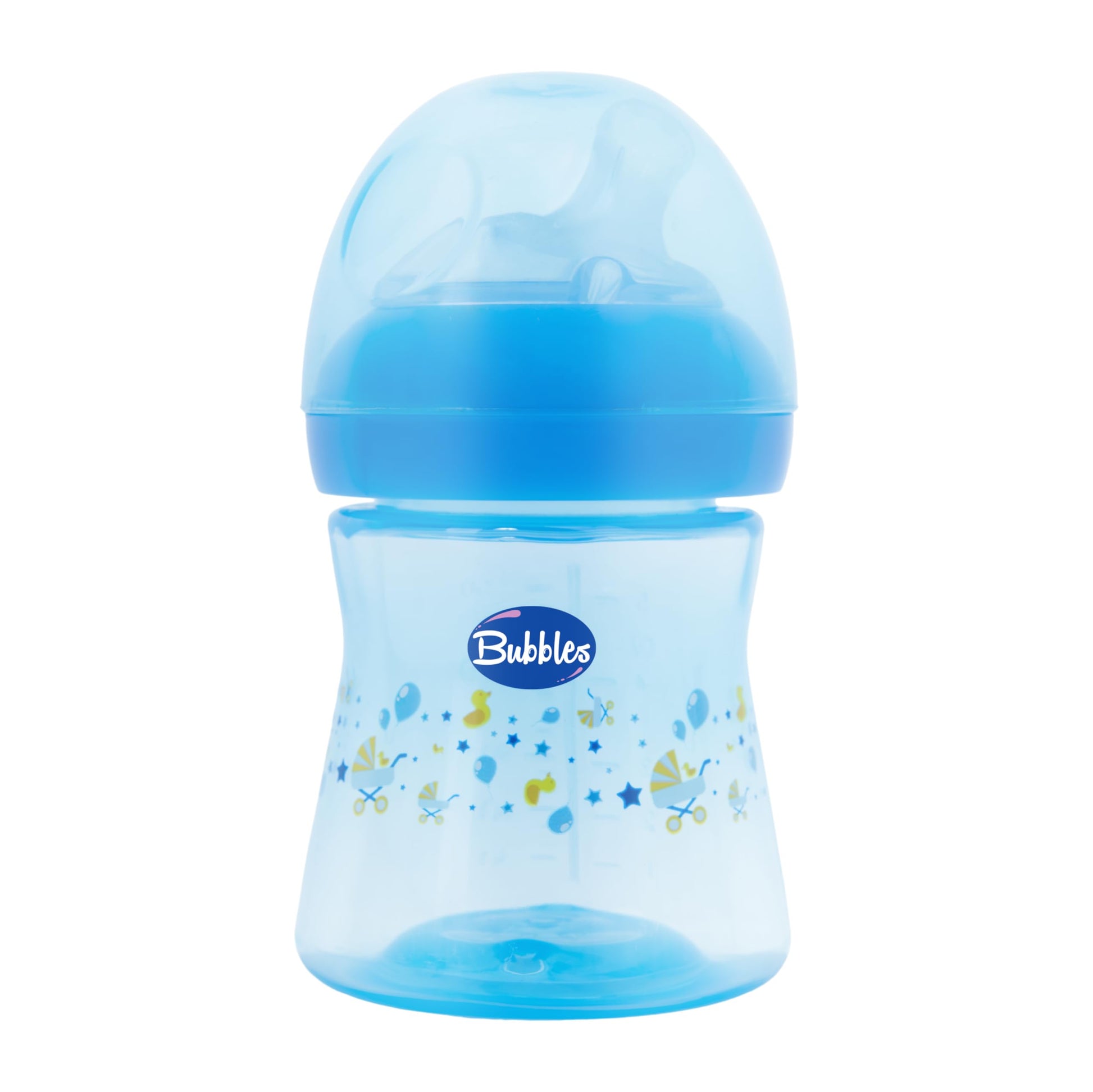 Bubbles Natural Feeding Bottle with Angled Nipple - Light Blue 150 ml
