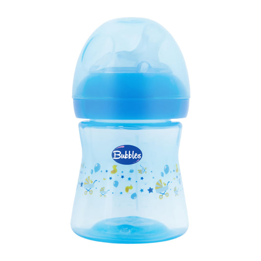 Bubbles Natural Feeding Bottle with Angled Nipple - Light Blue 150 ml
