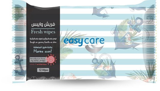 Easy Care Wet Wipes, Pocket Size, Marine Scent, 12 Wipes