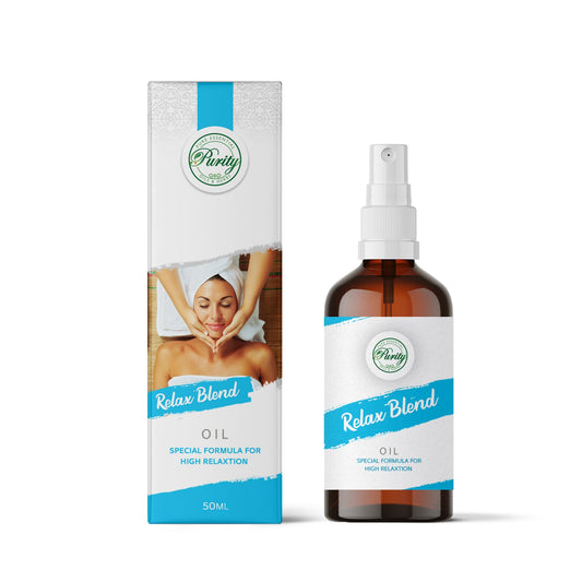 Purity Relaxation Massage Oil – 100% Natural Blend with Lavender & Eucalyptus – Calming & Soothing Oil for Stress Relief & Muscle Relaxation (50ml)