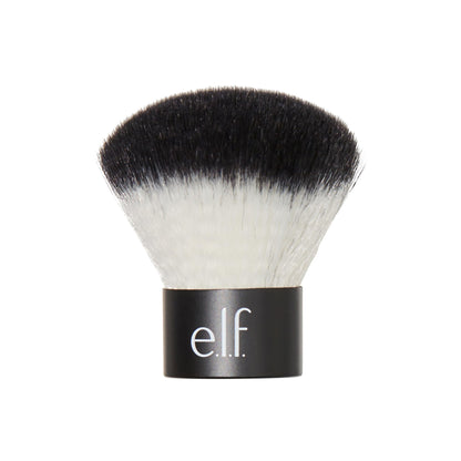 e.l.f. Kabuki Face Brush, Synthetic Haired, Versatile, Compact, Applies Bronzer, Powder, or Highlighter, Soft, Absorbent, Wet or Dry Product, Compact, Travel-Size, 0.64 Oz
