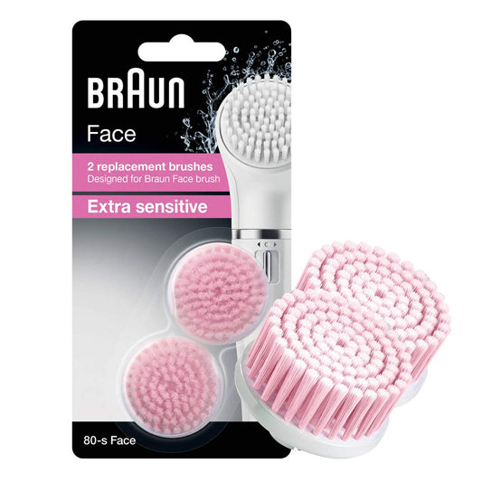 Braun Face Extra Sensitive Replacement Brush Refill, Duo Pack, 80-S Face
