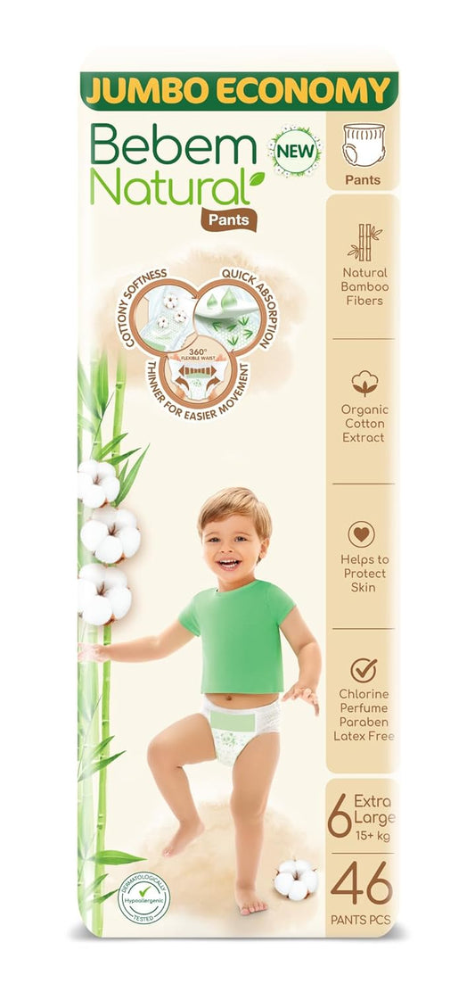 Bebem Natural - Pants Diapers - Jumbo Pack - Xlarge Size 6-46 Pieces