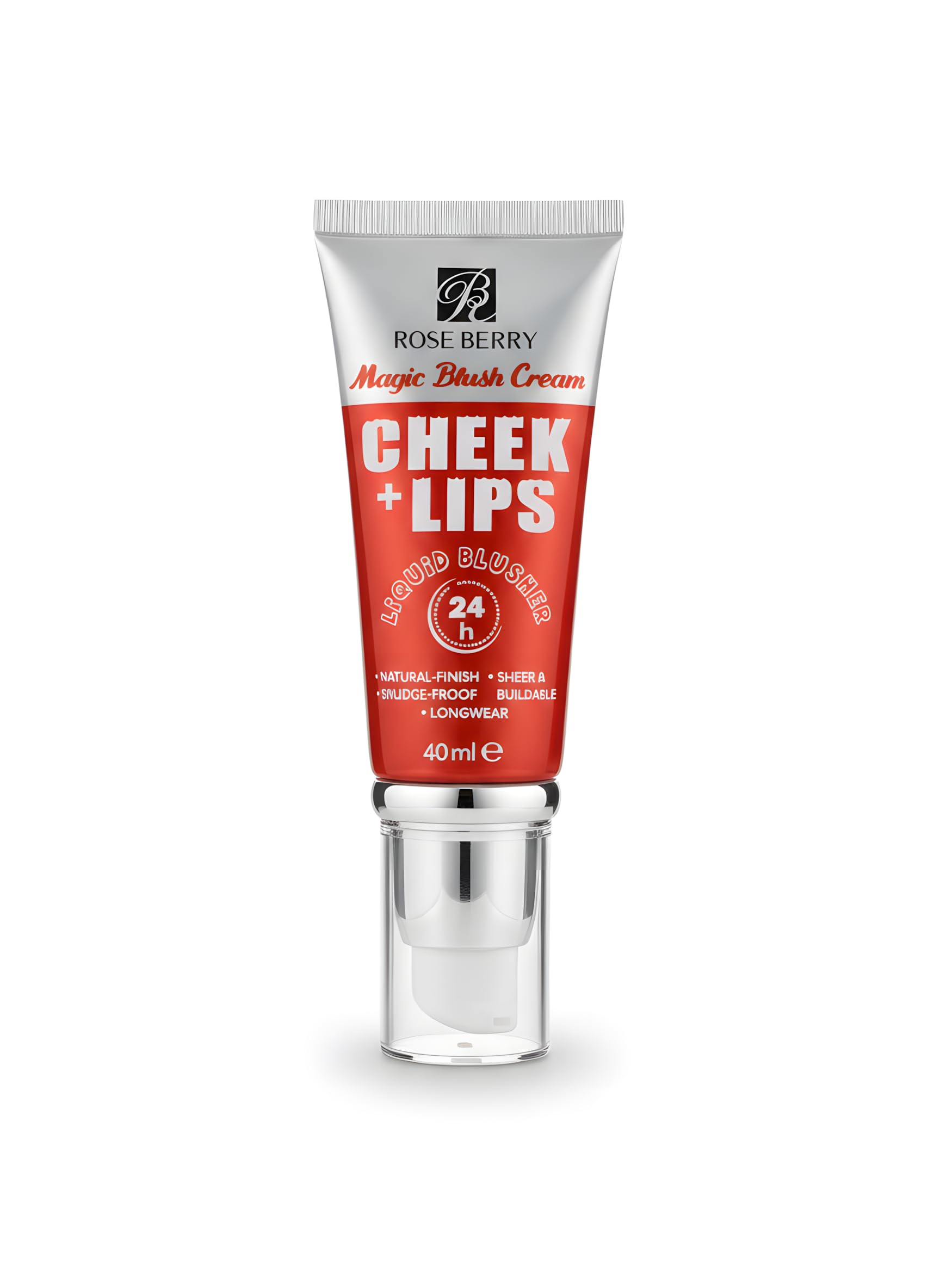 Rose Berry Magic Blush Cream Cheek and Lips, Liquid Blusher, Waterproof, 24h Long Wear, Natural Finish, 40ml