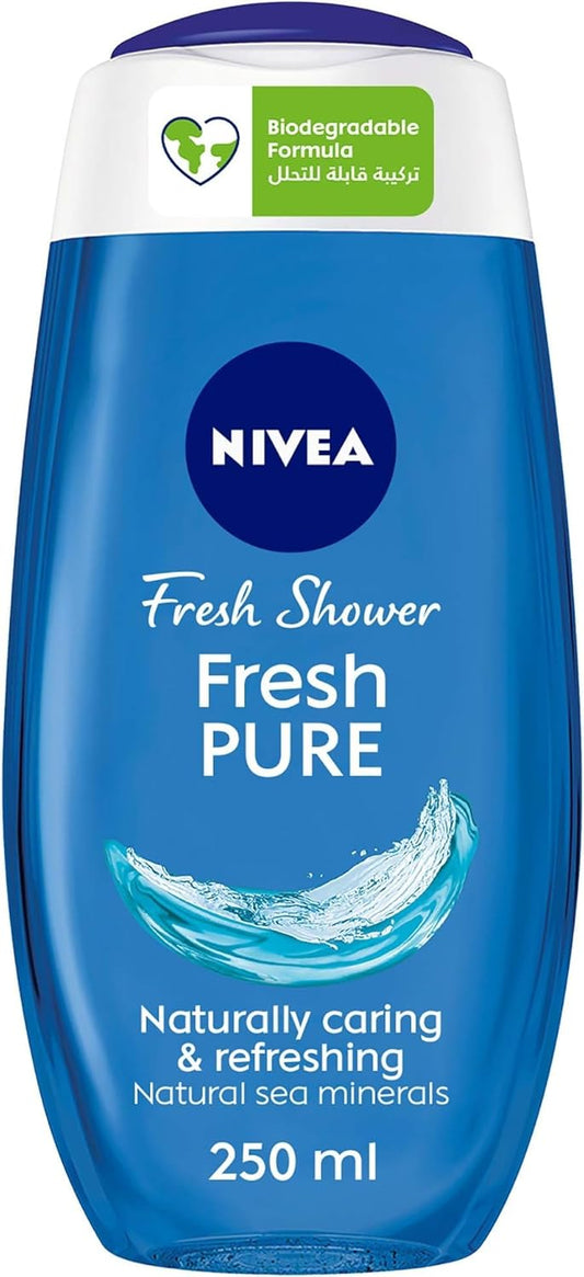 NIVEA Shower Gel Body Wash, Fresh Pure Sea Minerals Aquatic Scent, 250ml