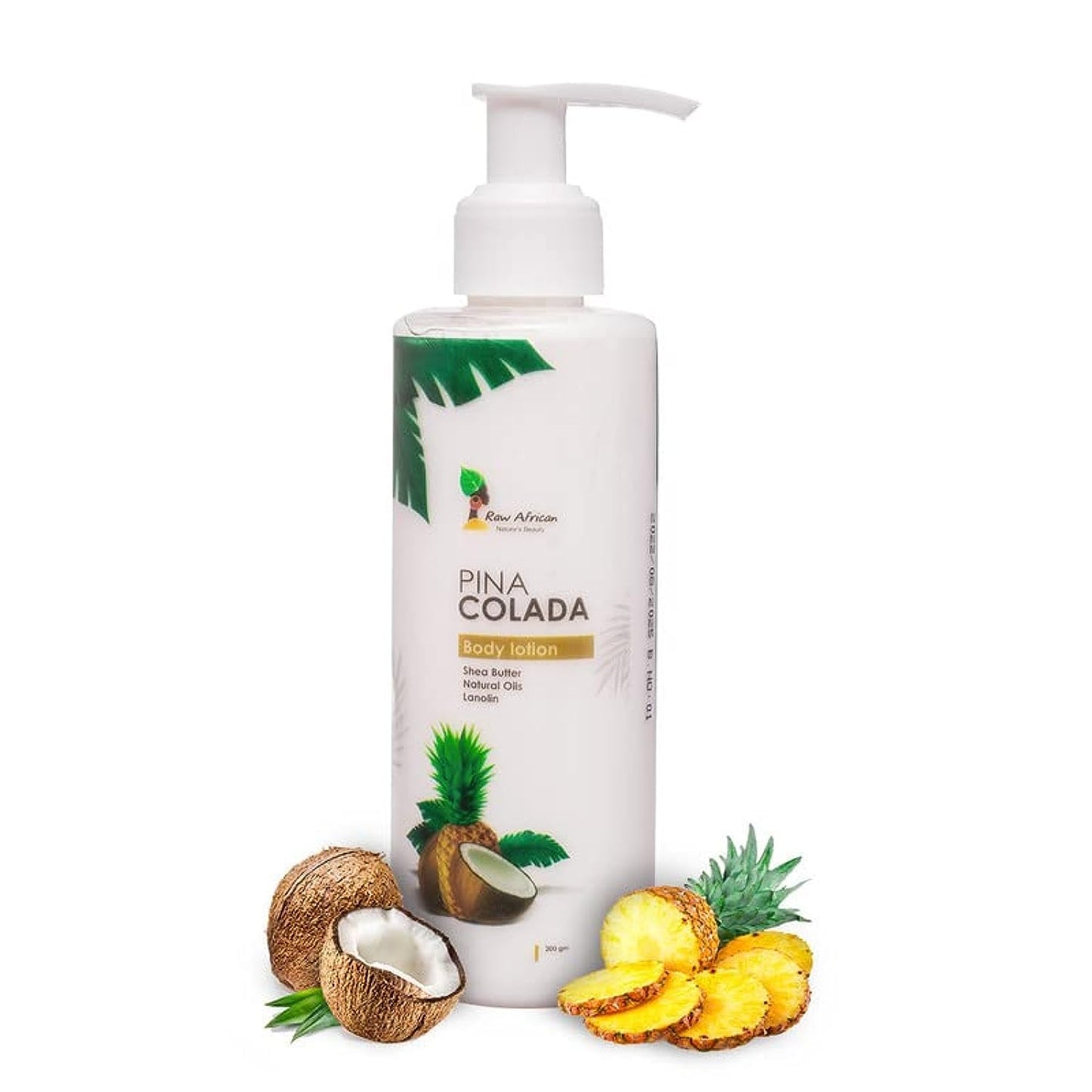 RAW AFRICAN | Pina Colada Body Lotion | 200 gm | Daily Body Moisturizer | Softer and Smoother Skin | Shea Butter | Vitamin E | Organic | Vegan | 100% Natural Essential Oils