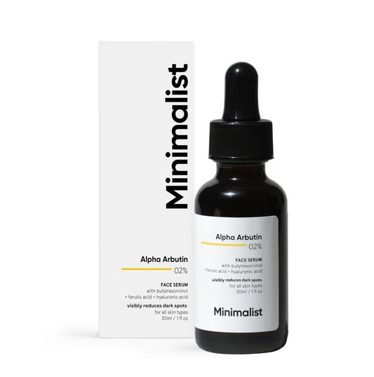 Minimalist Dark Spots Removal Serum with 2% Alpha Arbutin for Hyperpigmentation | Suitable for All Skin Type | Face Serum for Blemishes, Acne Marks & Tanning with Hyaluronic Acid & Butylresorcinol |
