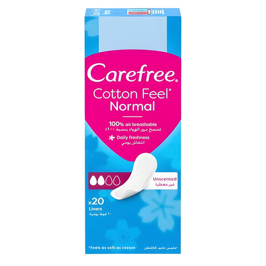 Carefree panty liners, cotton, unscented, pack of 20